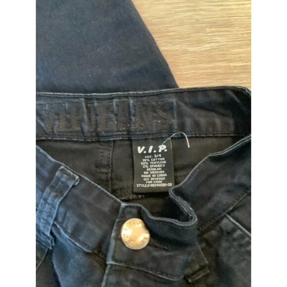V.I.P Jeans Dark Blue Combat Cargo Jogger Utility Pocket Pants Women’s Size 3/4 - Picture 3 of 3